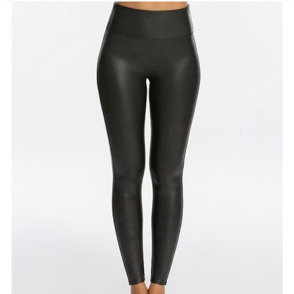 Spanx Black Faux Leather Leggings, S